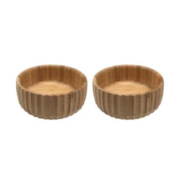 Imagem de Kit 2 Bowls Canelados De Bambu Médio 19cm Saladeira - Oikos