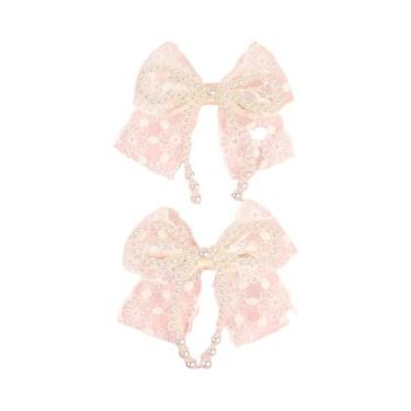 Imagem de Presilhas De Cabelo Florais Com Laço Para Meninas, 2 Peças, Acessórios