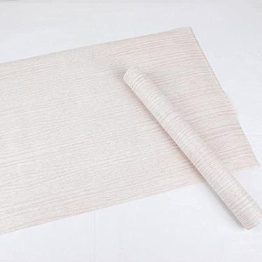 Imagem de WSWJDW Papel de parede autoadesivo de grão de madeira 3D impermeável PVC para cozinha Armário Móveis Renovação Adesivo de parede de porta, bordo branco, 10mx45cm