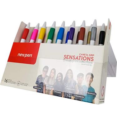 Imagem de Caneta Esferográfica, Clic Sensation, Sensação, Newpen, 01.870, Edição Studygram Collection, Ponta Ultra fina 0.5mm, 16 Cores, 16 Unidades