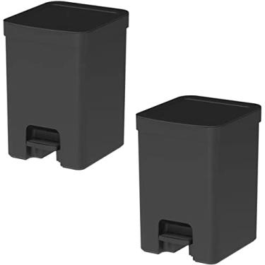 Imagem de Kit 2 Lixeiras Com Pedal 12 Litros Porta Cesto De Lixo Plástica Banheiro Cozinha Trium - Ou - Preto