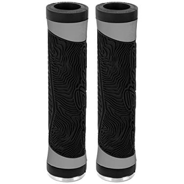 Imagem de RiToEasysports 1 par de apoios de guidão de bicicleta, punho de silicone antiderrapante com plugues para mountain bike, bicicleta dobrável (preto)