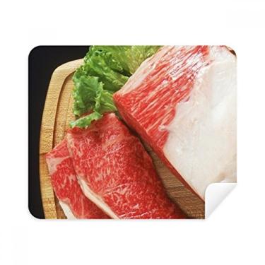 Imagem de Pano de limpeza de textura de carne crua alimento de carneiro limpador de tela 2 peças tecido de camurça