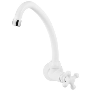 Imagem de Torneira p/ Cozinha Parede Bica Móvel Especial Maruja 1/2 e 3/4 Polegadas Branca - Viqua