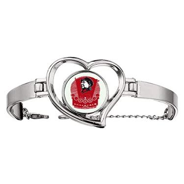 Imagem de N/A N/A Bracelete com bandeira de de educação vermelha chinesa coração joia pulseira de arame, medium, metal