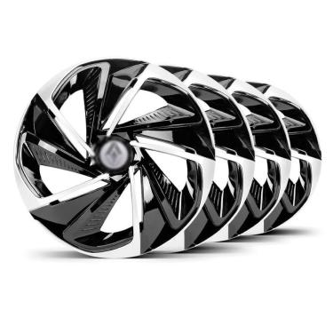 Imagem de Jogo 4 Calota Nitro Aro 14 Preta e Prata Elitte 4804