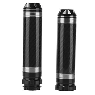 Imagem de Acouto Cabo de guidão de motocicleta liga de alumínio e fibra de carbono 2 peças capa de guidão de motocicleta resistente a fibra de carbono à prova d'água universal para guidão de 2,2 cm (prata))