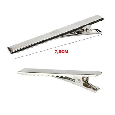 Imagem de 10 Presilhas Prendedor Bico de Pato Metal 7,5cm Para Laços