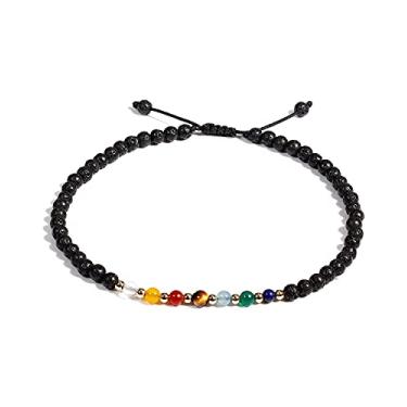 Imagem de Jewever 7 chacras tornozeleiras para mulheres, cristais de cura para pés de praia, pedra vulcânica, difusor de óleos essenciais de pedra de preocupação, equilíbrio energético, meditação presentes de ioga