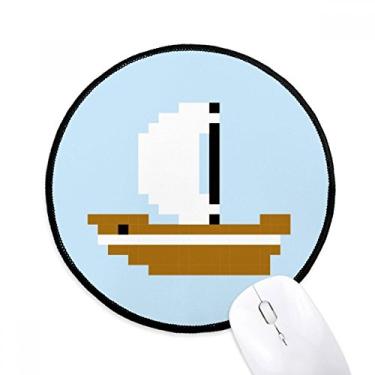 Imagem de DIYthinker Summer Sail Ship Sea Pixel Mouse Pad Desktop Office Tapete Redondo para Computador