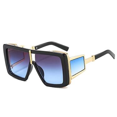 Imagem de Óculos de sol de luxo de uma peça para mulheres vintage quadrado grande gradiente óculos de sol masculinos pernas largas tons bege, 5, tamanho único
