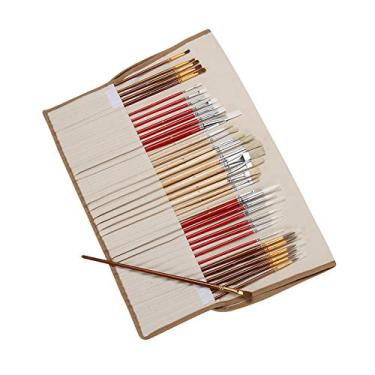 Imagem de LUGU 38 Pcs Conjunto de Pincéis de Pintu PaintBrushes Starter Kit Inclui Taklon/Ce a/Escovas de elo de Cavalo pa Ó de Acrílico Aquarela Gouaches A sta Suprimentos Pintu