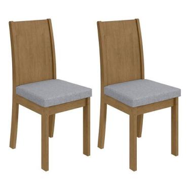 Imagem de Conjunto 2 Cadeiras Athenas Amêndoa/Linho Cinza Claro - Móveis Lopas