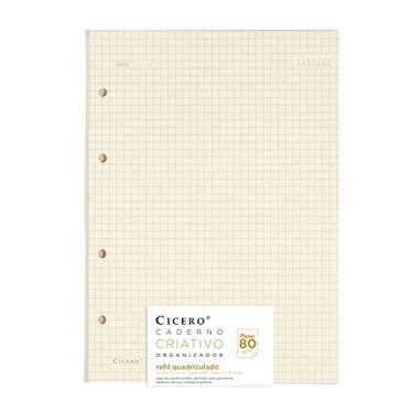 Imagem de Refil Criativo Argolado, Bege, Quadriculado, 40 fls, Papel Pólen 80g/m², Tamanho Grande (17x24)