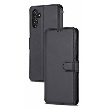 Imagem de Capa carteira para Samsung Galaxy S23/S23 Plus/S23 Ultra, capa de couro com flip magnético com suporte de visualização e compartimentos para cartão e proteção da câmera à prova de choque revestimento interno de TPU (poliuretano termoplástico) à prova de choque, preta, S23 de 6,1 polegadas