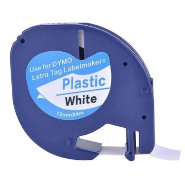 Imagem de Fita Plástica Para Rotulador Dymo Letratag 91201 Preto Sobre Branco