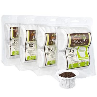 Imagem de Perfect Pod Filtros de papel descartáveis EZ-Cup com design de tampa patenteado para cápsulas de café reutilizáveis, pacote com 4 (200 filtros)