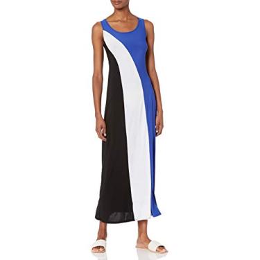 Imagem de Star Vixen Women's Sleeveless Tricolor Slice Colorblock Maxi Dress, Black/White/Royal, Small
