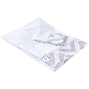 Imagem de Biramar Baby Lencol Berco 3 Pcs Percal Vira Ponto Palito Chevron Cinza Cinza