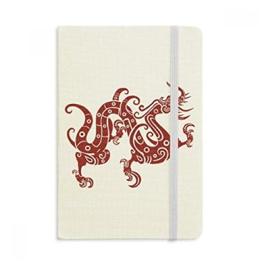 Imagem de Caderno de retrato de animal de dragão chinês oficial de tecido capa dura diário clássico