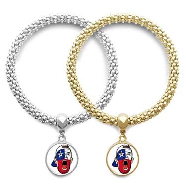 Imagem de DIYthinker Bandeira do Chile Maquiagem Facial Cabeça Gritando Touca Pulseira Pingente Joias Presente Casal