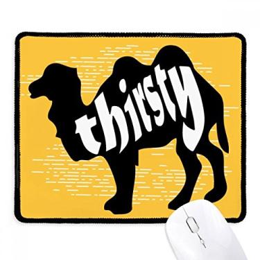 Imagem de Mousepad preto com contorno de camelo natural borda costurada tapete de borracha para jogos