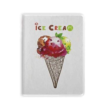 Imagem de Caderno de folhas de aquarela com cones de sorvete capa de goma Diário
