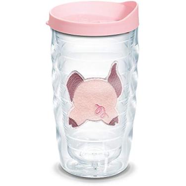Imagem de Tervis Copo de viagem com isolamento térmico para porco frontal e traseiro, feito nos EUA, mantém as bebidas frias e quentes, 290 ml, ondulado, transparente