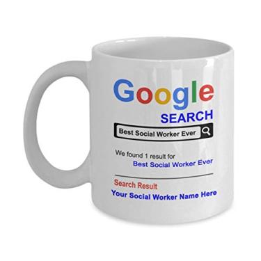 Imagem de SpreadPassion Caneca de café personalizada de assistente social – Presentes para assistente social – Caneca personalizada de assistente social – de aniversário de assistente social – Copo de café de 325 ml