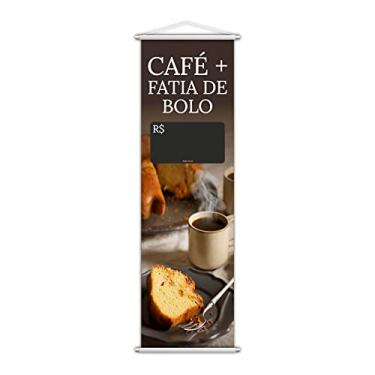 Imagem de Banner Café Fatia de Bolo Preço Cafeteria Lona 100x30cm