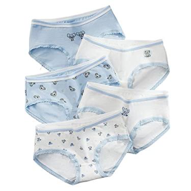 Imagem de SINMIUANIME Calcinha feminina com estampa de anime, roupa íntima respirável de algodão, lingerie sexy, cosplay, pacote com 5, Estampa de urso, GG