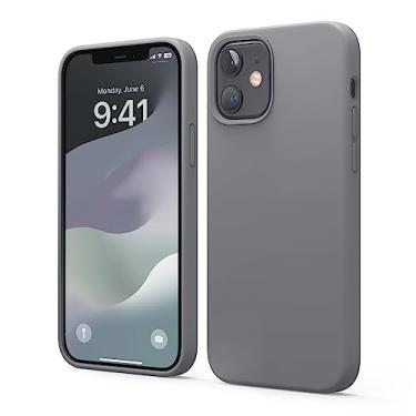 Imagem de elago Capa compatível com iPhone 12 e iPhone 12 Pro, silicone líquido, capa protetora de corpo inteiro, à prova de choque, forro de microfibra macia antiarranhões, 6,1 polegadas (cinza escuro)