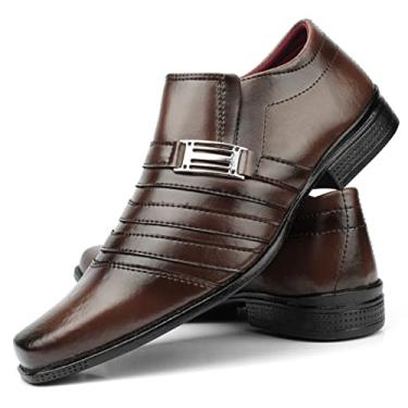 Imagem de Sapato social masculino marrom cappuccino estili italiano (40, Marrom cappuccino)