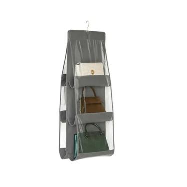 Imagem de Organizador De Bolsas Para Cabide PVC/TNT 6 Divisorias