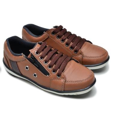 Imagem de Sapatênis Infantil Masculino Casual Conhaque com Ziper-Masculino