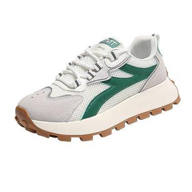 Imagem de kowaku Tênis de plataforma robusto para mulheres sapatos casuais de malha baixa, premium, leve sapatos de verão femininos tênis femininos para casuais, Verde 38