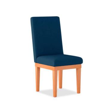 Imagem de Cadeira Estofada Alice Para Mesa De Jantar  Linho Azul - Madeira Prima