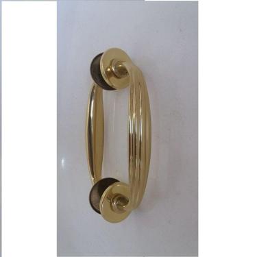 Imagem de Puxador Alca Dupla  GDE c/ Friso  Latao Polido c/ Verniz Eletrostatico (Par) Dourado