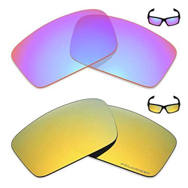 Imagem de Mryok+ 2 pares de lentes polarizadas de substituição para óculos de sol Oakley Twitch – rosa cobalto/ouro 24K