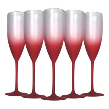 Imagem de 15 Taças Champanhe Acrílico Degrade 160ml Natal Festas Drink Cor:Vermelho