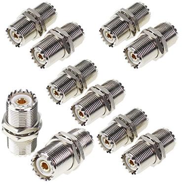 Imagem de UHF Female to Female Connector Nut Bulkhead Panel Mount 10Pcs to SO239 Jack RF Coaxial Coax Cable Adapter Plug for PL-259