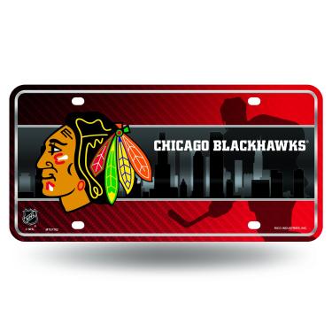 Imagem de Rico Industries Placa de licença de metal NHL Chicago Blackhawks, 15 x 29 cm