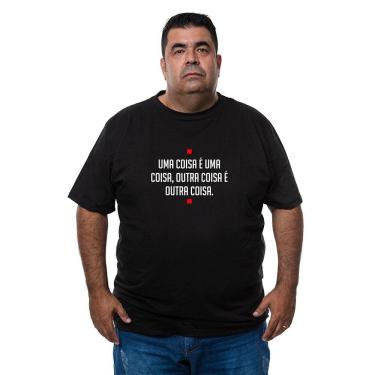 Imagem de Camiseta Plus Size Masculina Algodao Frase Engraçada Manga Curta Com Abridor De Garrafas Integrado