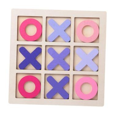 Imagem de shamjina Tic tac toe de madeira cérebro teaser xo jogo de tabuleiro de xadrez interativo artesanal jogo de mesa de café para crianças adultos favores de festa, Rosa