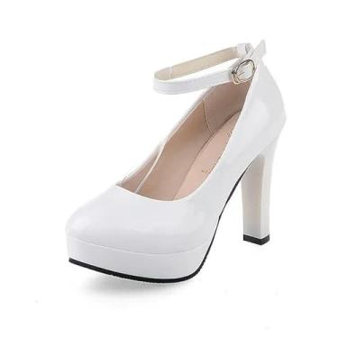 Imagem de ZIRIA 10,5 cm Sapatos de trabalho femininos pretos sapatos casuais primavera sapatos femininos salto alto branco/vermelho sapatos de casamento, Branco, 38 M EU