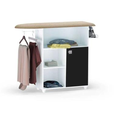 Imagem de Armário Multiuso com Tábua de Passar Passadeira Mariana com Porta Branco e Preto - AJL Móveis