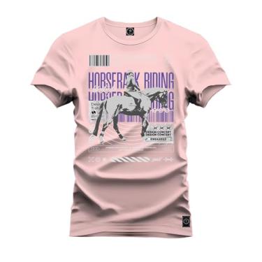 Imagem de Camiseta T-Shirt Algodão 100% Algodão Capa de Cavalo Rosa P