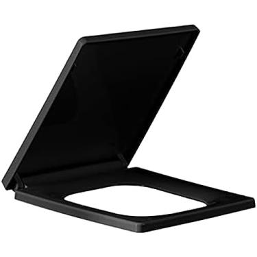 Imagem de Assento de vaso sanitário alongado, assentos de vaso sanitário quadrados espessos, tampa de vaso sanitário com fechamento silencioso, vasos sanitários oblongos padrão U/V, com amortecedores