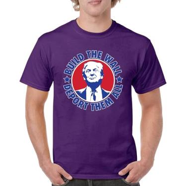 Imagem de Camiseta masculina Donald Trump 2024 Build The Wall Deport Them All MAGA America First FJB Republican President 47, Roxa, 4G