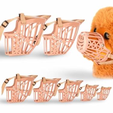 Imagem de Kit 7 Focinheiras Plástica Ajustável para cães Cachorros Pet Shop - Tamanho 1 Ao 7